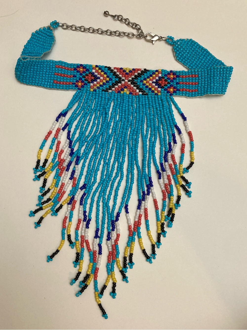 Southwest Tribal Boho Turquoise Beaded Fringe Choker Necklace - Women Jewelry